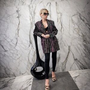 🎄New Year’s Eve outfit‼️Glitter Velvet pink-emerald blazer.